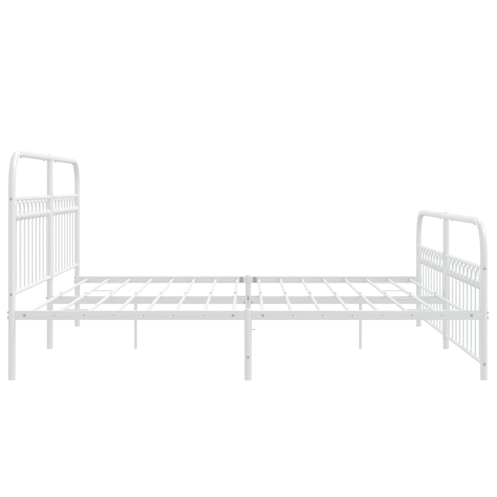 Metal Bed Frame without Mattress with Footboard White 76"x79.9"