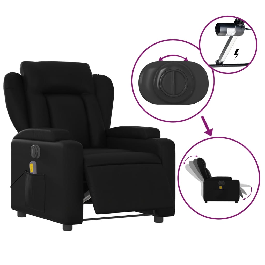 Electric Massage Recliner Chair Black Faux Leather