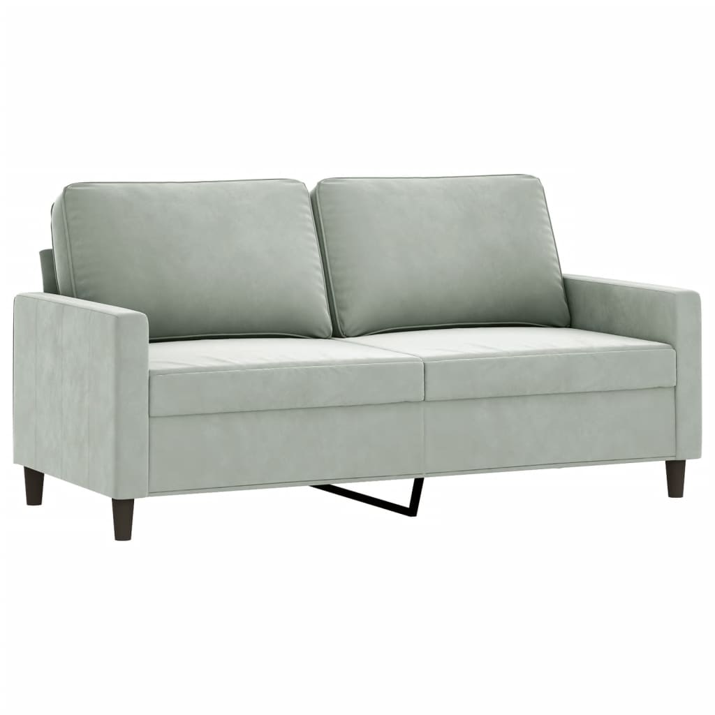 2 Piece Sofa Set with Cushions Light Gray Velvet