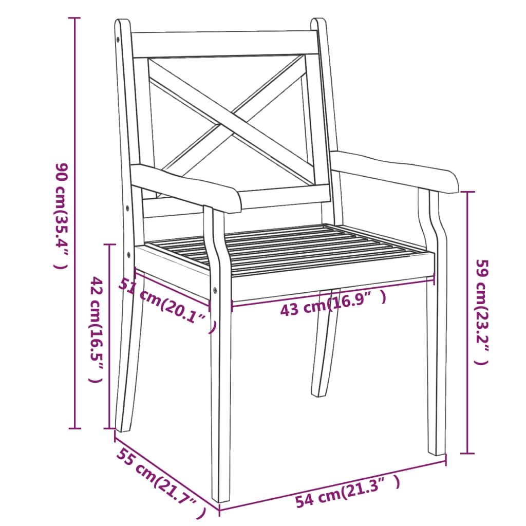 Patio Dining Chairs 8 pcs Solid Wood Acacia