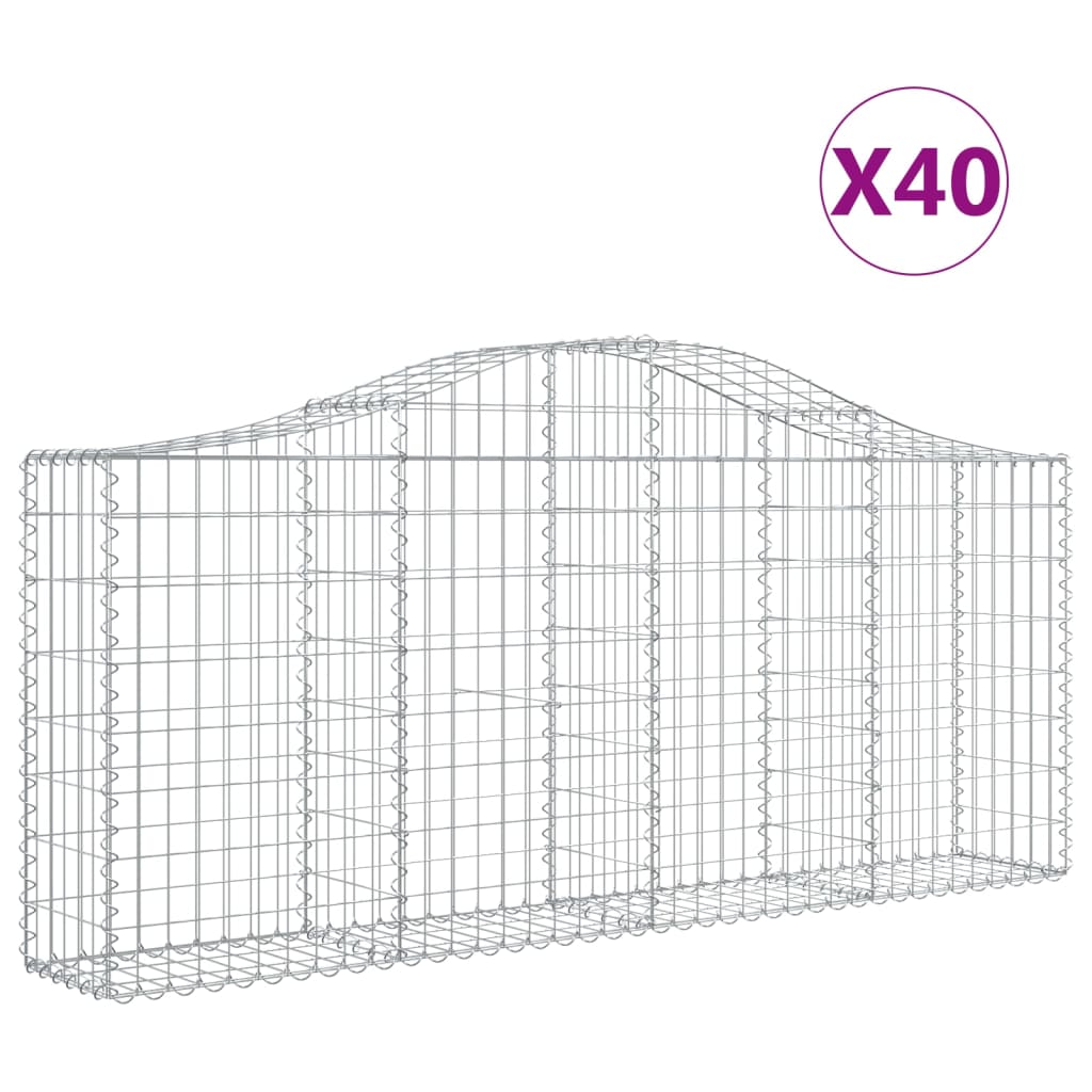 Arched Gabion Baskets 40 pcs 78.7"x11.8"x31.5"/39.4" Galvanized Iron