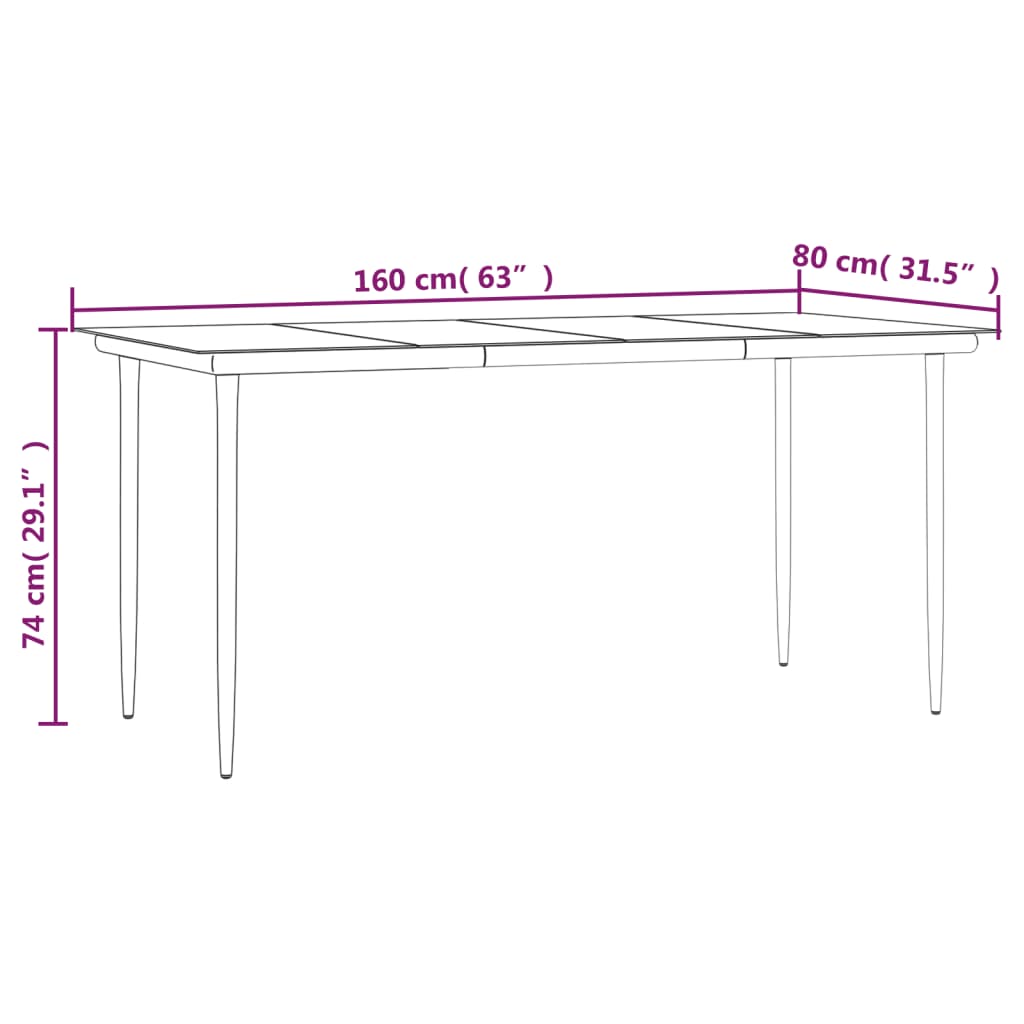 5 Piece Patio Dining Set Black PVC Rattan