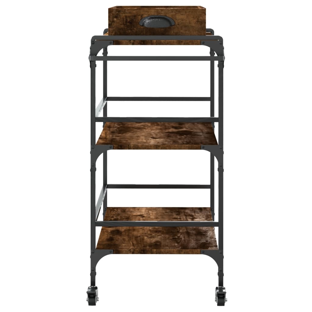 Kitchen Trolley Smoked Oak 32.1"x16.1"x36.4" Engineered Wood