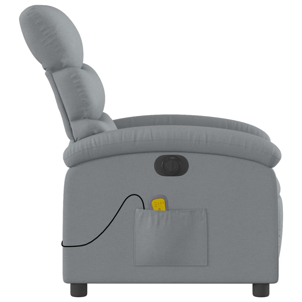 Electric Massage Recliner Chair Light Gray Fabric