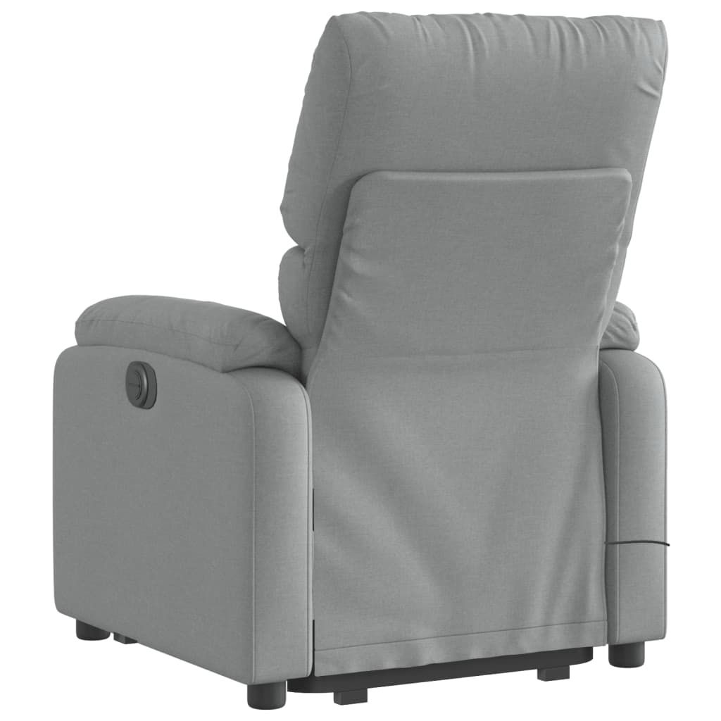 Electric Stand up Massage Recliner Chair Light Gray Fabric