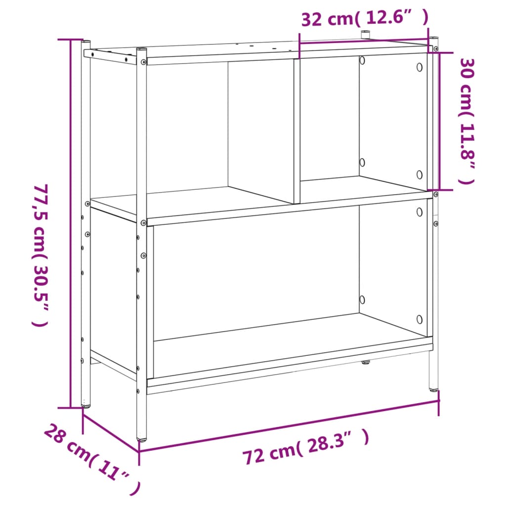 Bookcase Smoked Oak 28.3"x11"x30.5" Engineered Wood