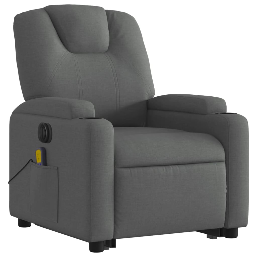 Electric Stand up Massage Recliner Chair Dark Gray Fabric