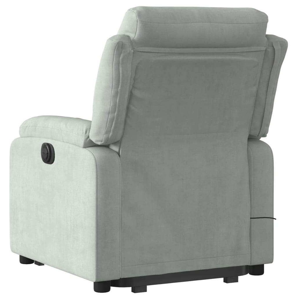 Electric Stand up Massage Recliner Chair Light Gray Velvet