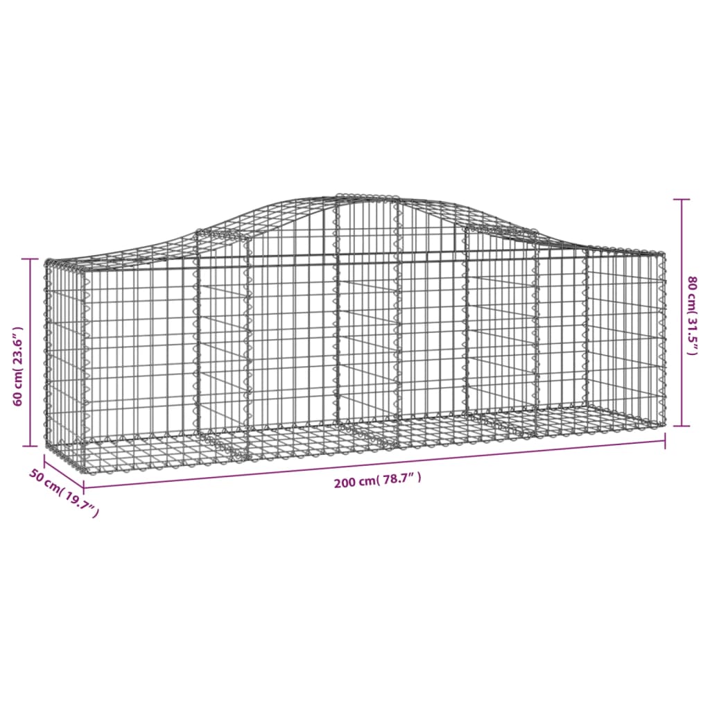 Arched Gabion Baskets 13 pcs 78.7"x19.7"x23.6"/31.5" Galvanized Iron