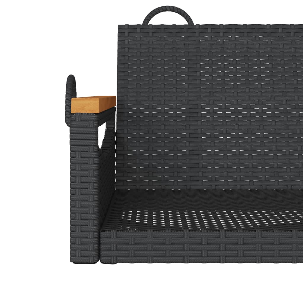 Swing Bench Black 42.9"x24.4"x15.7" Poly Rattan