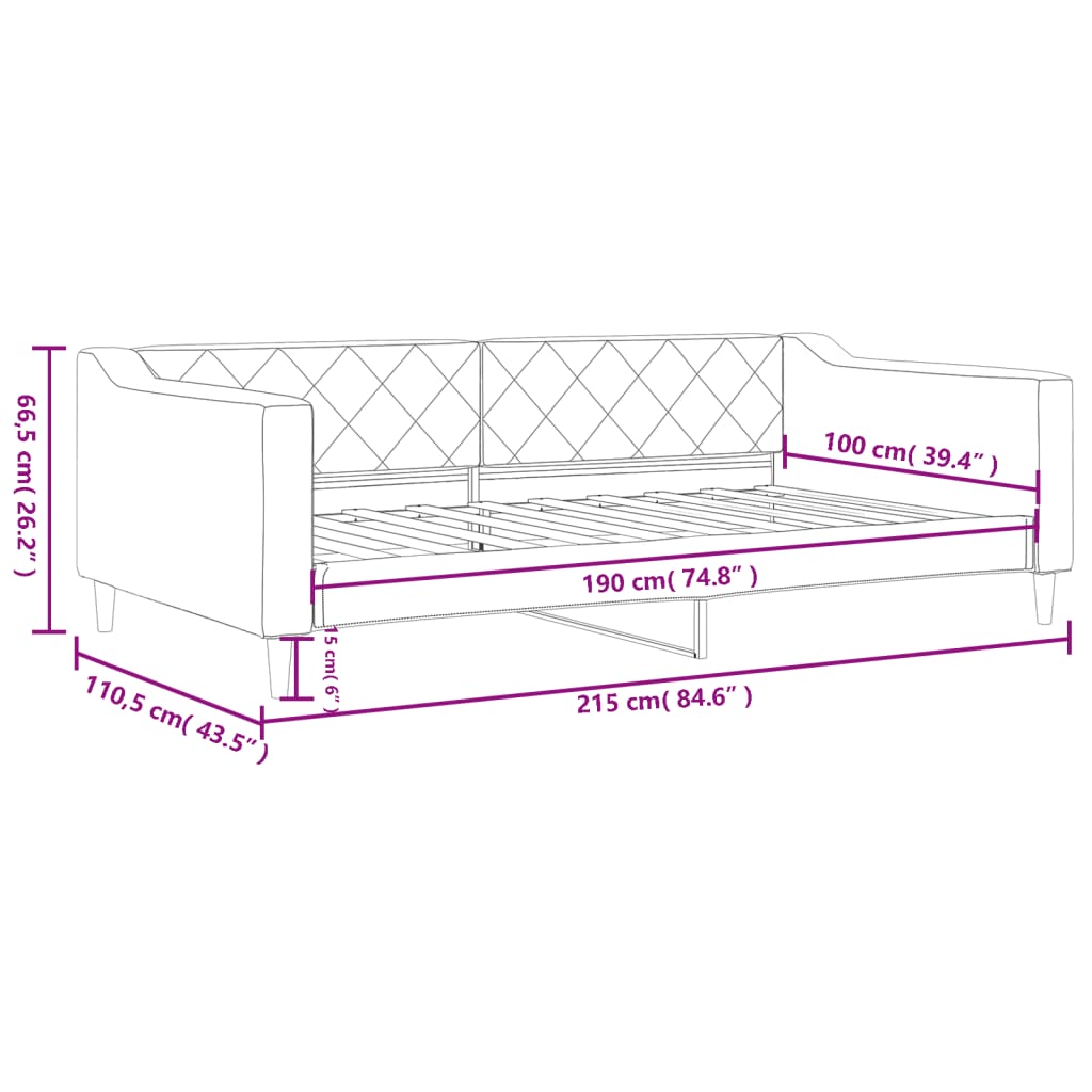 Day Bed without Mattress Light Gray 39.4"x74.8" Fabric