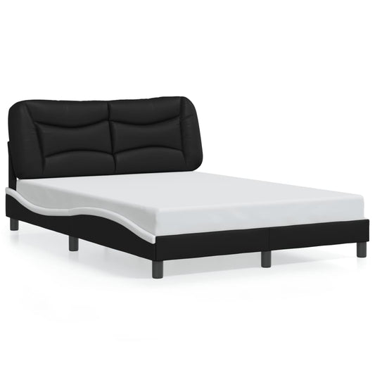 Bed Frame with LED without Mattress Black and White 53.9"x74.8"