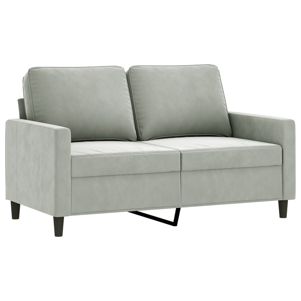 3 Piece Sofa Set with Cushions Light Gray Velvet