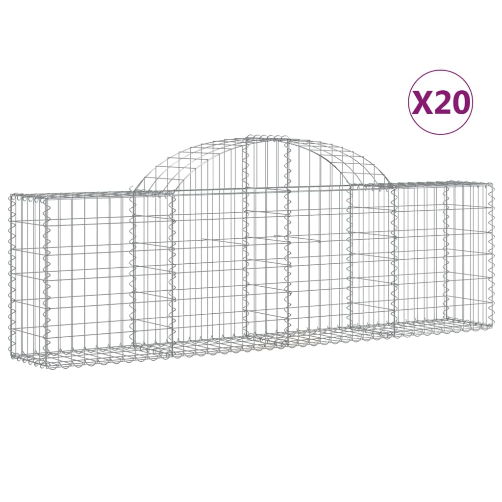 Arched Gabion Baskets 20 pcs 78.7"x11.8"x23.6"/31.5" Galvanized Iron