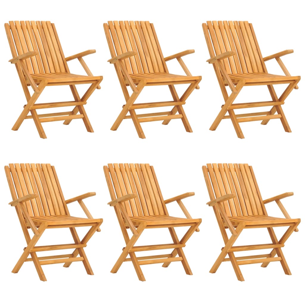 Folding Patio Chairs 6 pcs 24"x26.4"x35.4" Solid Wood Teak