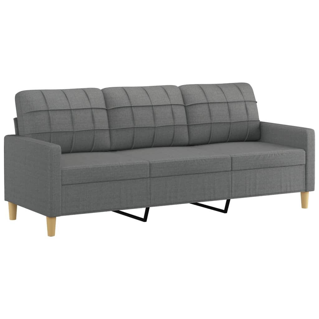 3 Piece Sofa Set with Cushions Dark Gray Fabric