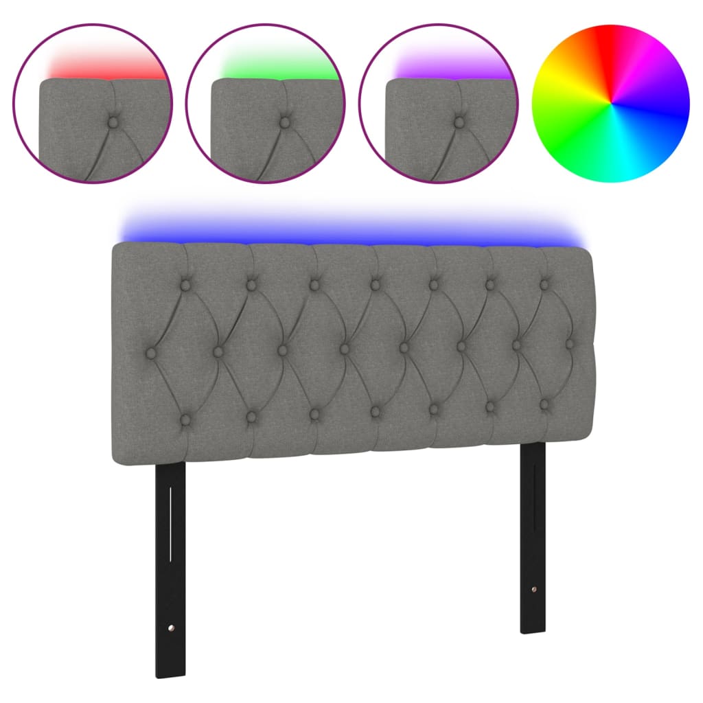 LED Headboard Dark Gray 39.4"x2.8"x30.7"/34.6" Fabric