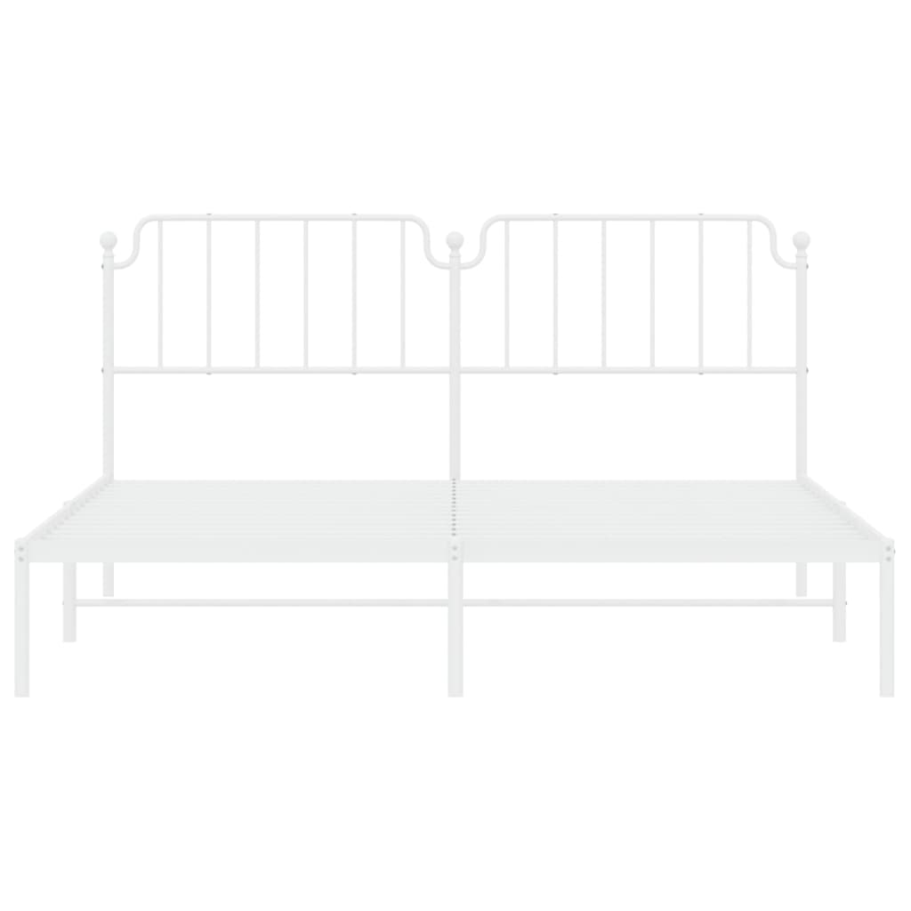 Metal Bed Frame without Mattress with Headboard White 72"x83.9"