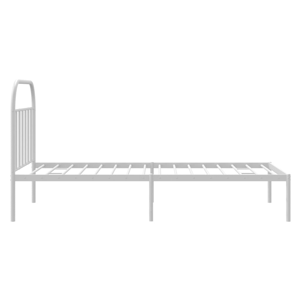 Metal Bed Frame without Mattress with Headboard White 39.4"x78.7"