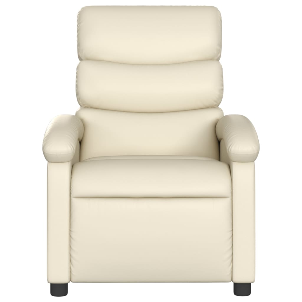 Recliner Chair Cream Faux Leather