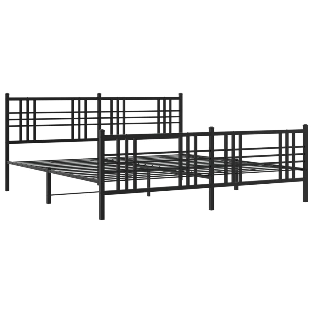 Metal Bed Frame without Mattress with Footboard Black 76"x79.9"