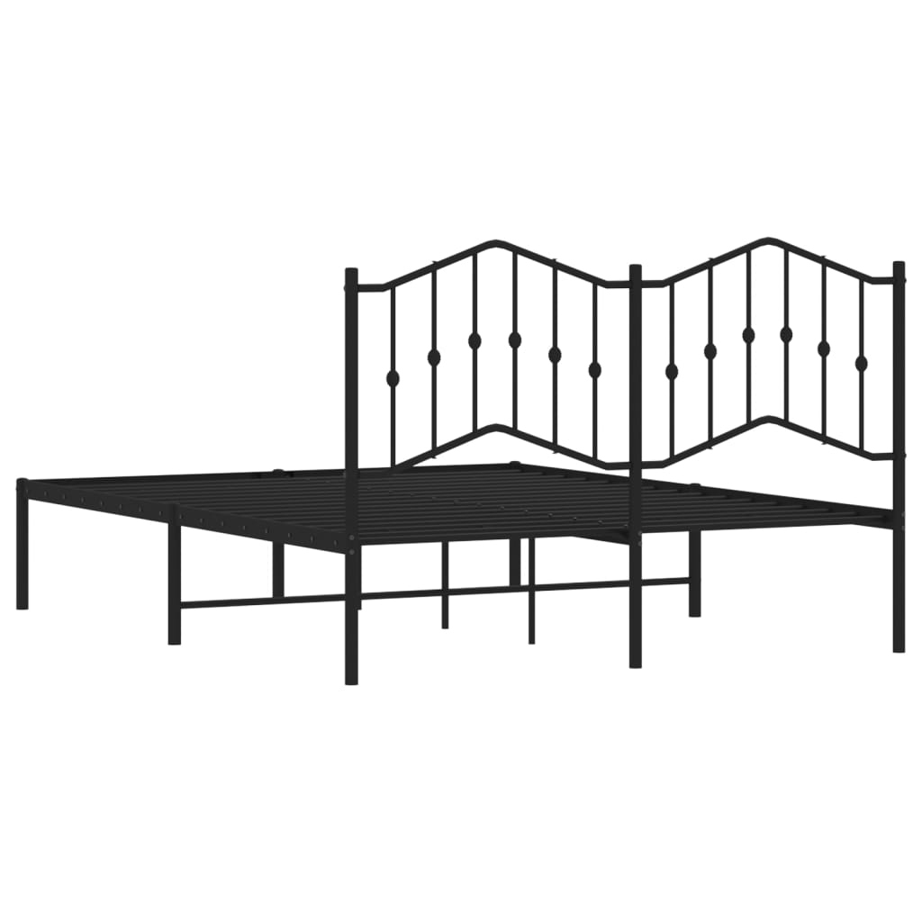 Metal Bed Frame without Mattress with Headboard Black 59.1"x78.7"