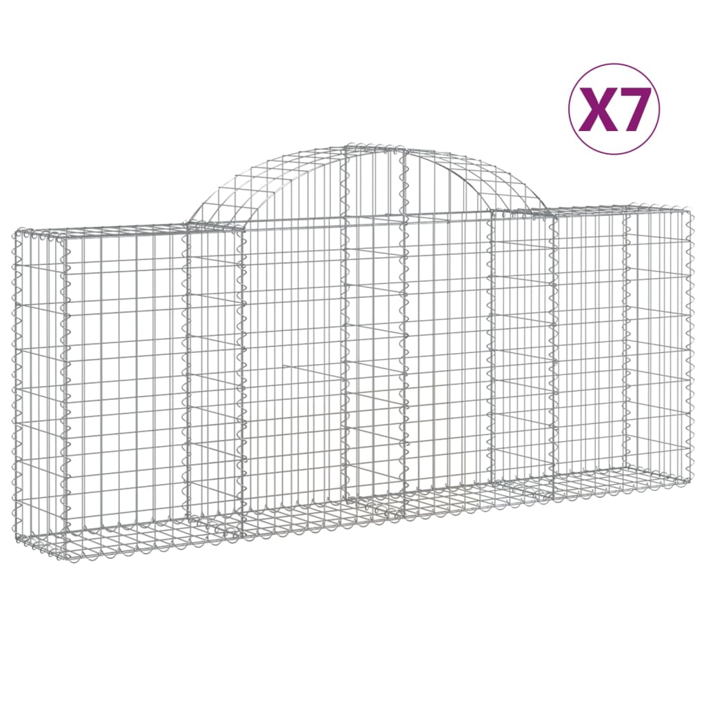 Arched Gabion Baskets 7 pcs 78.7"x11.8"x31.5"/39.4" Galvanized Iron