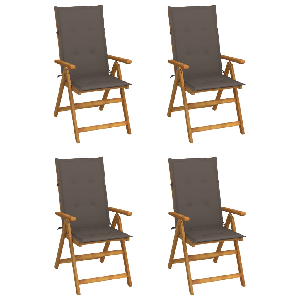 Patio Reclining Chairs 4 pcs with Cushions Solid Acacia Wood