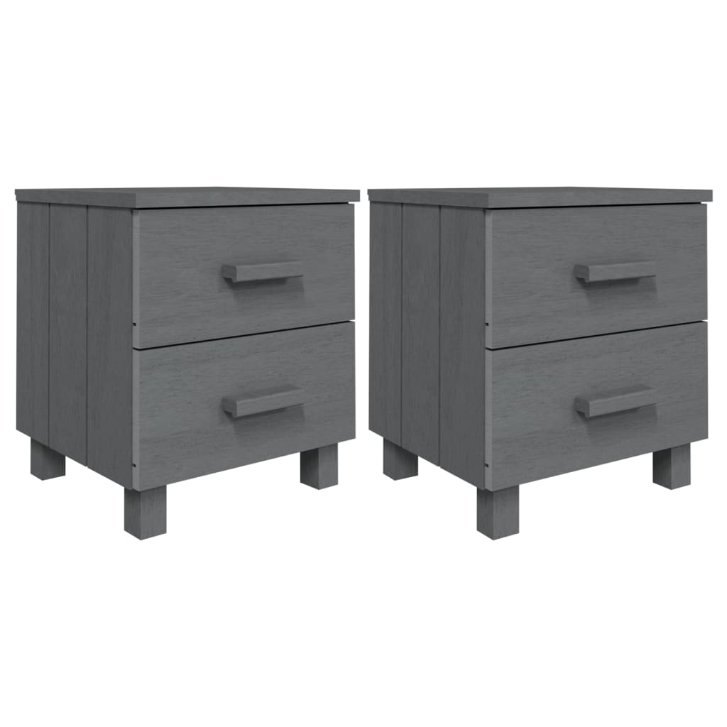 Bedside Cabinets HAMAR 2 pcs Dark Gray 15.7"x13.8"x17.5" Solid Wood