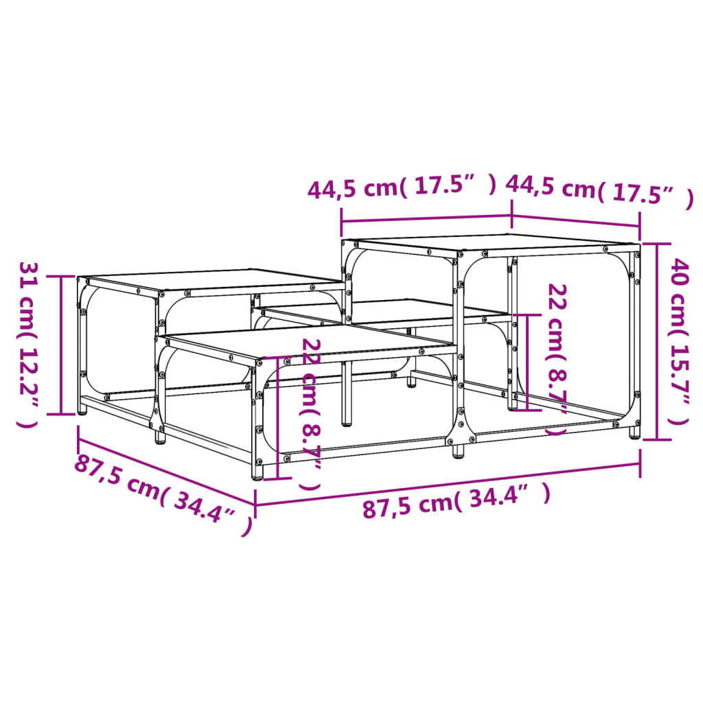 Coffee Table Brown Oak 34.4"x34.4"x15.7" Engineered Wood