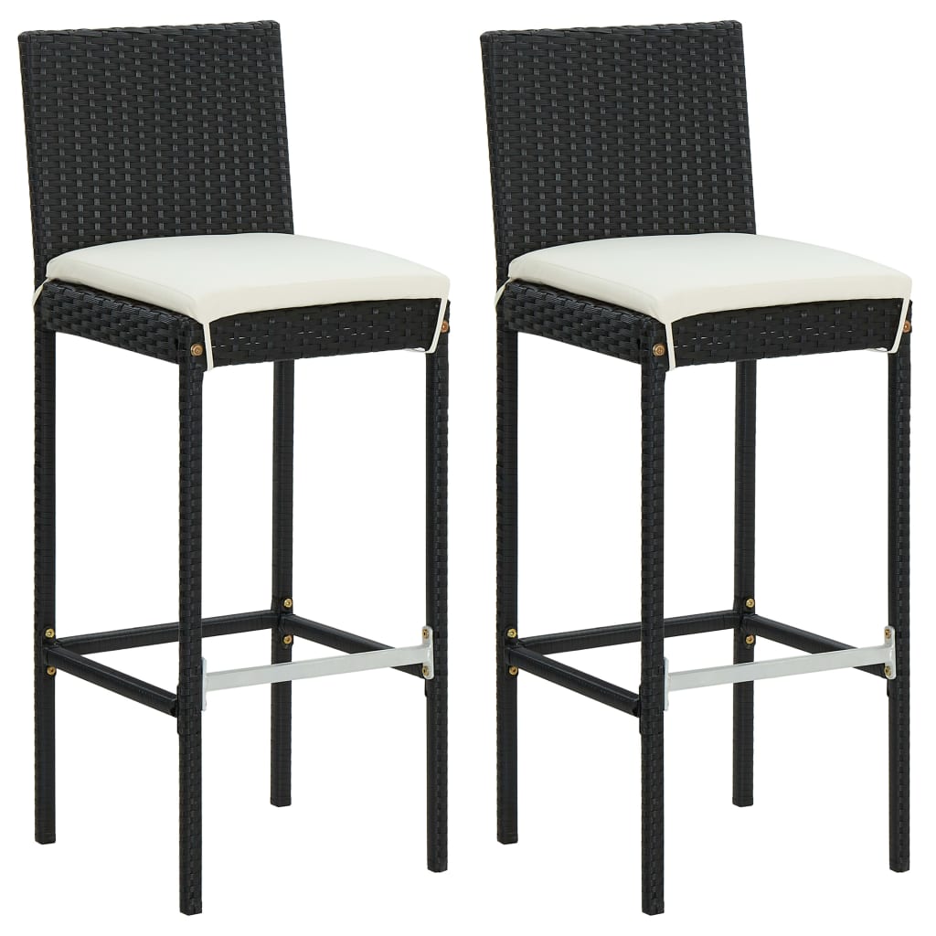 3 Piece Patio Bar Set with Cushions Poly Rattan Black