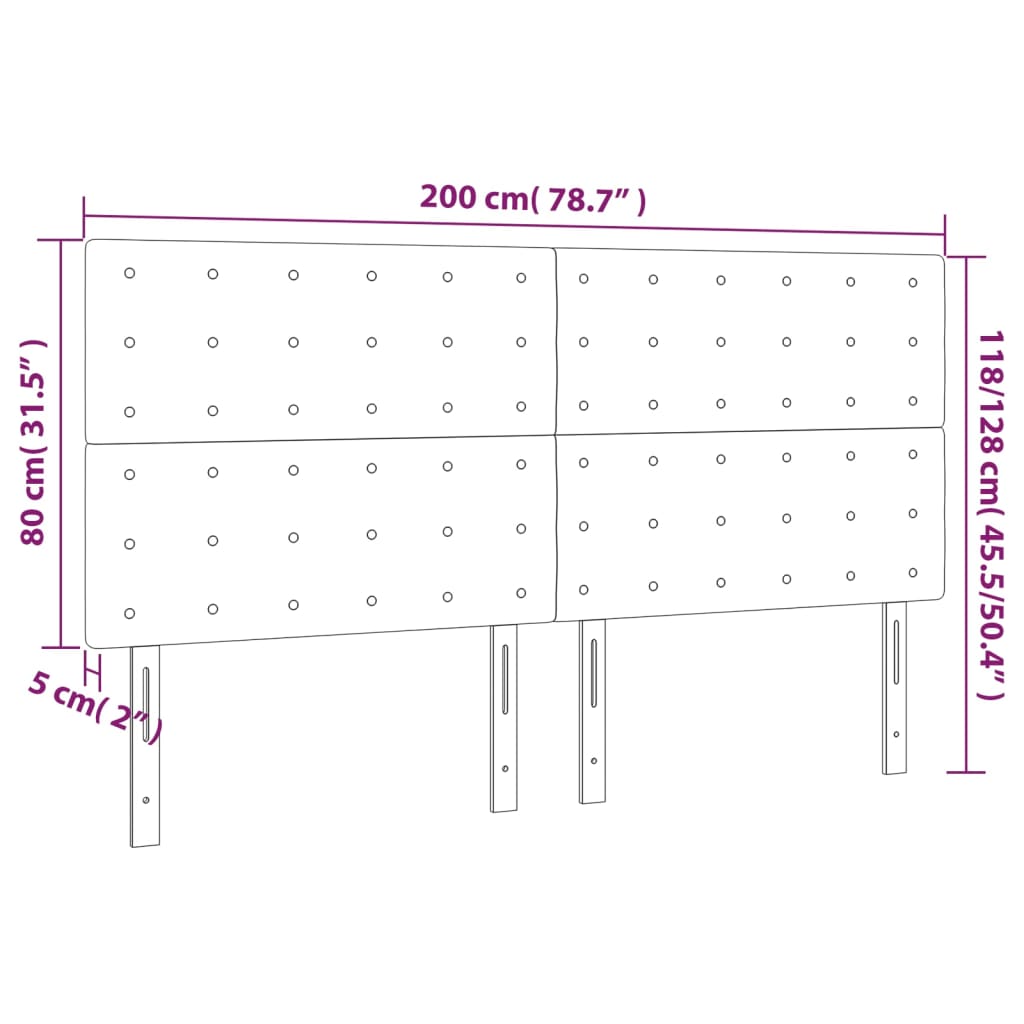 Headboards 4 pcs Light Gray 39.4"x2"x30.7"/34.6" Fabric