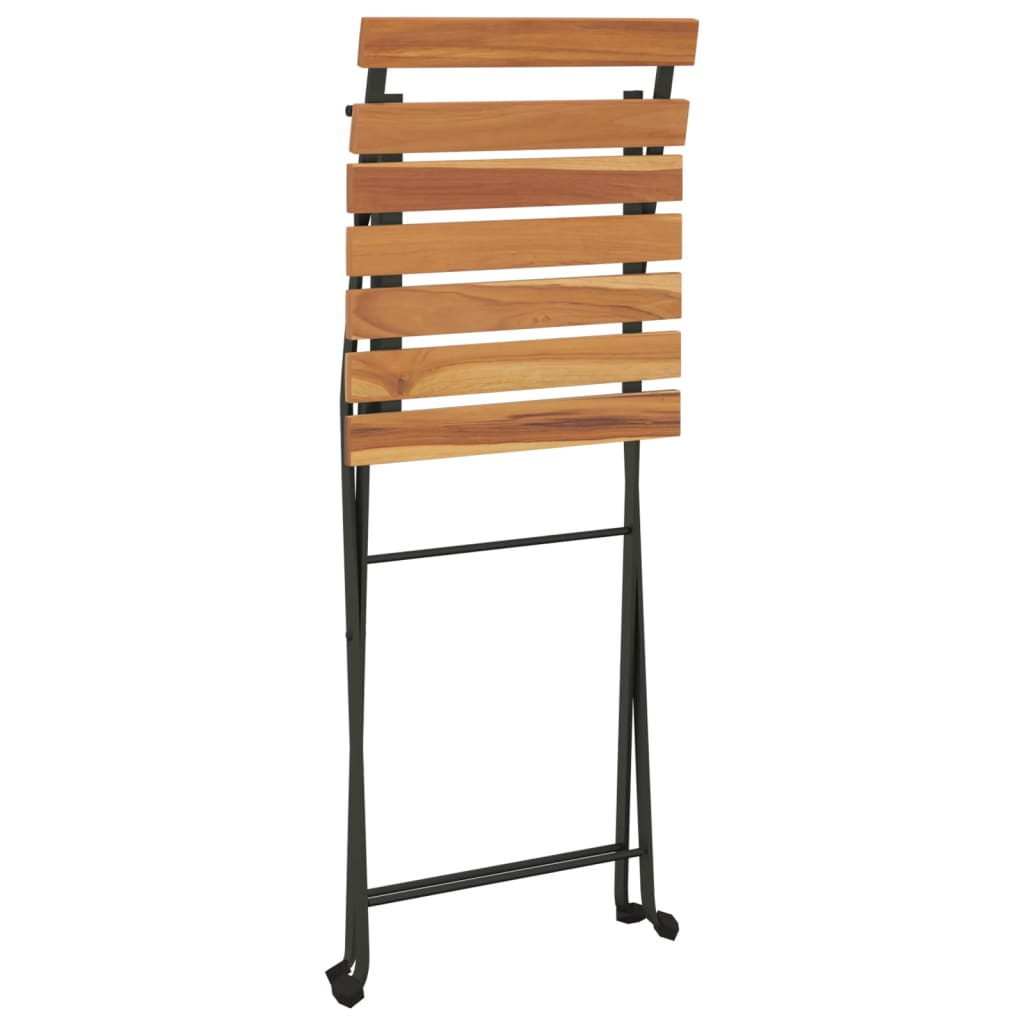 Folding Bistro Chairs 4 pcs Solid Wood Teak and Steel