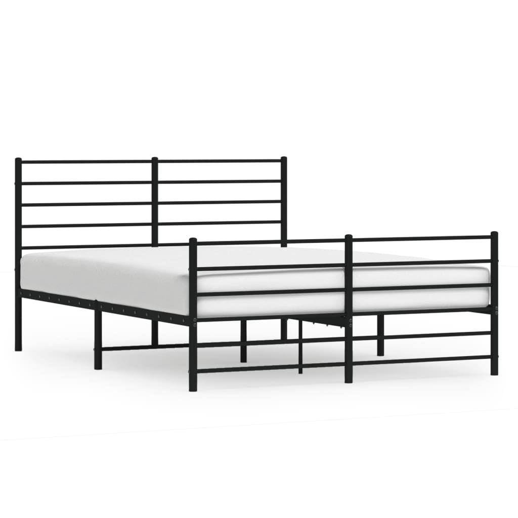 Metal Bed Frame without Mattress with Footboard Black 59.1"x78.7"