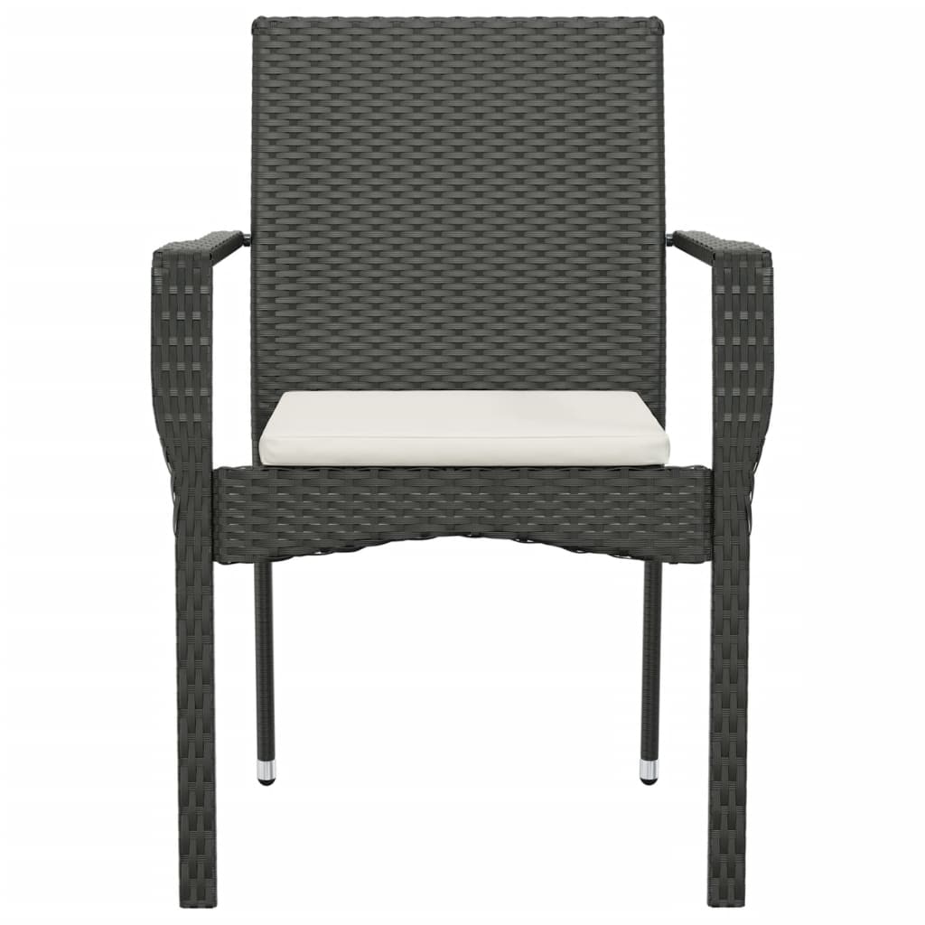 Patio Chairs with Cushions 2 pcs Poly Rattan Black