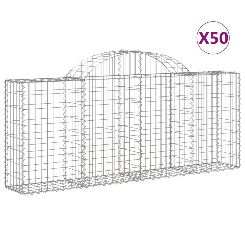 Arched Gabion Baskets 50 pcs 78.7"x11.8"x31.5"/39.4" Galvanized Iron