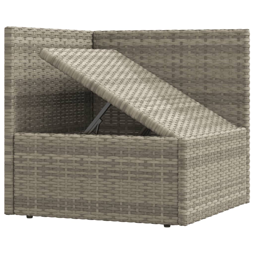 4 Piece Patio Lounge Set with Cushions Gray Poly Rattan