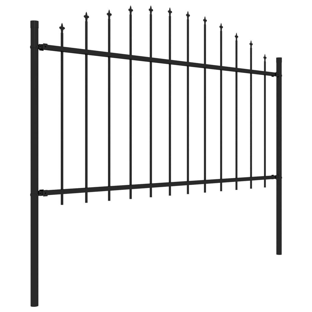 Garden Fence with Spear Top Steel 44.6' Black