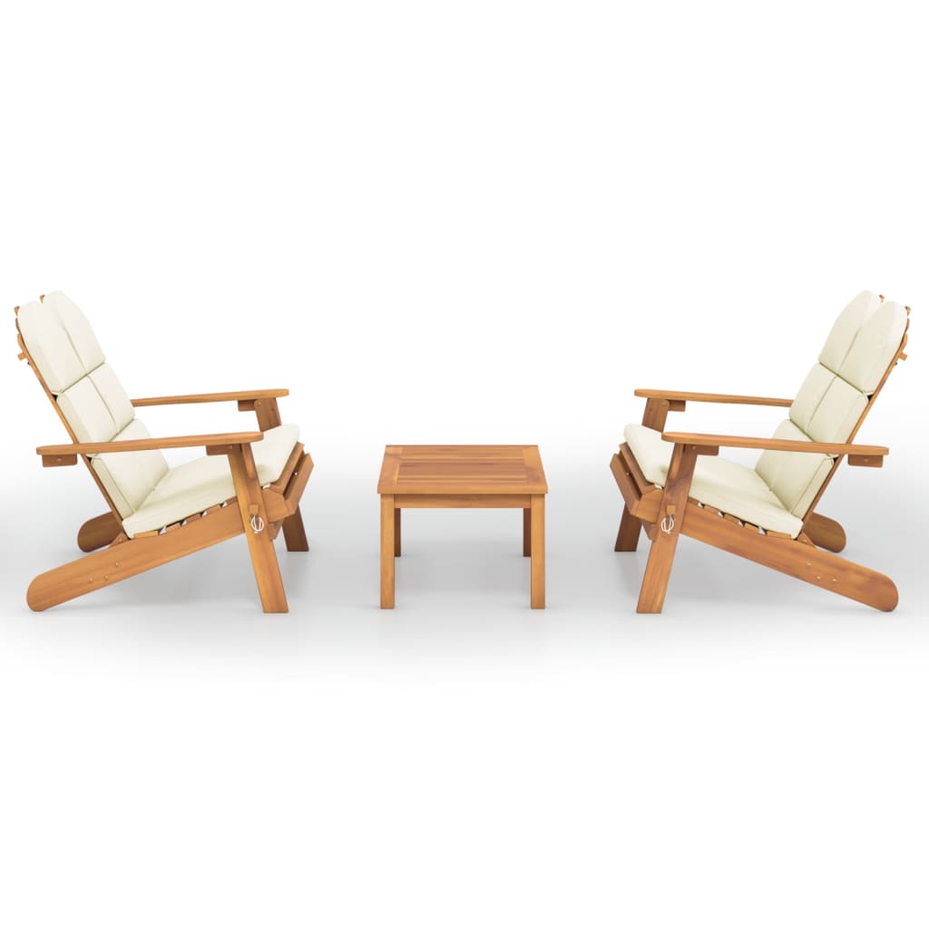 3 Piece Adirondack Patio Lounge Set Solid Wood Acacia