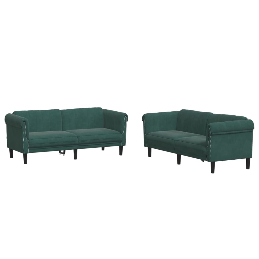 2 Piece Sofa Set Dark Green Velvet