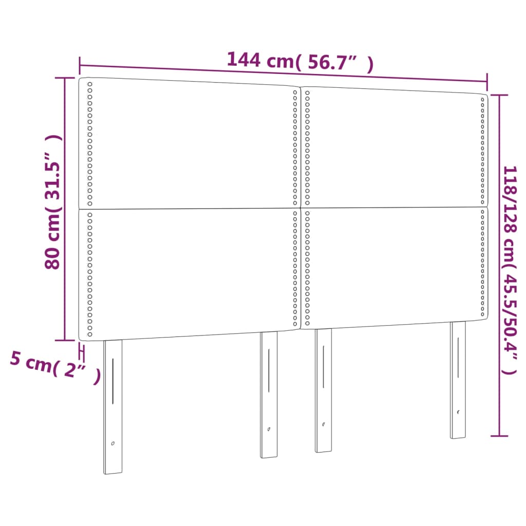 Headboards 4 pcs Dark Gray 28.3"x2"x30.7"/34.6" Fabric