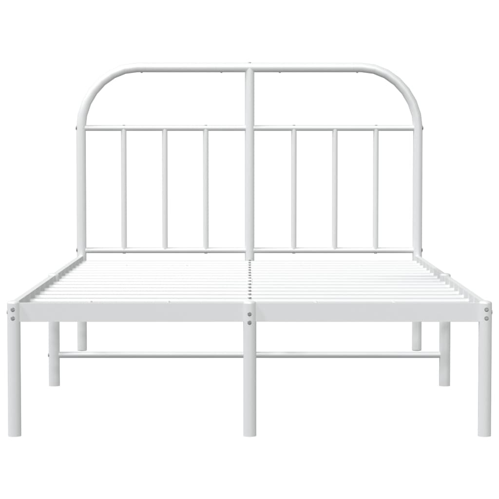 Metal Bed Frame without Mattress with Headboard White 53.1"x74.8"