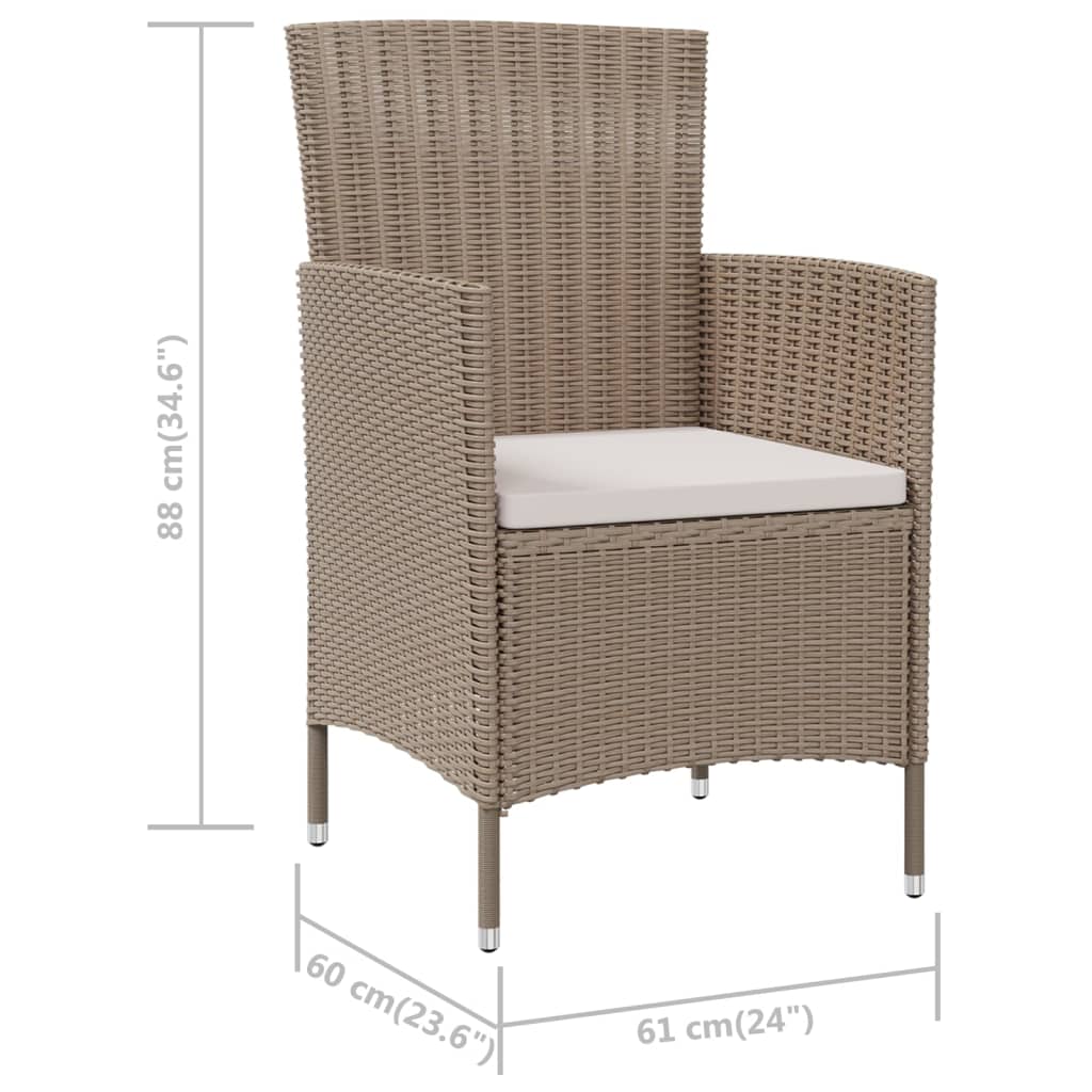 Patio Chairs with Cushions 4 pcs Poly Rattan Beige