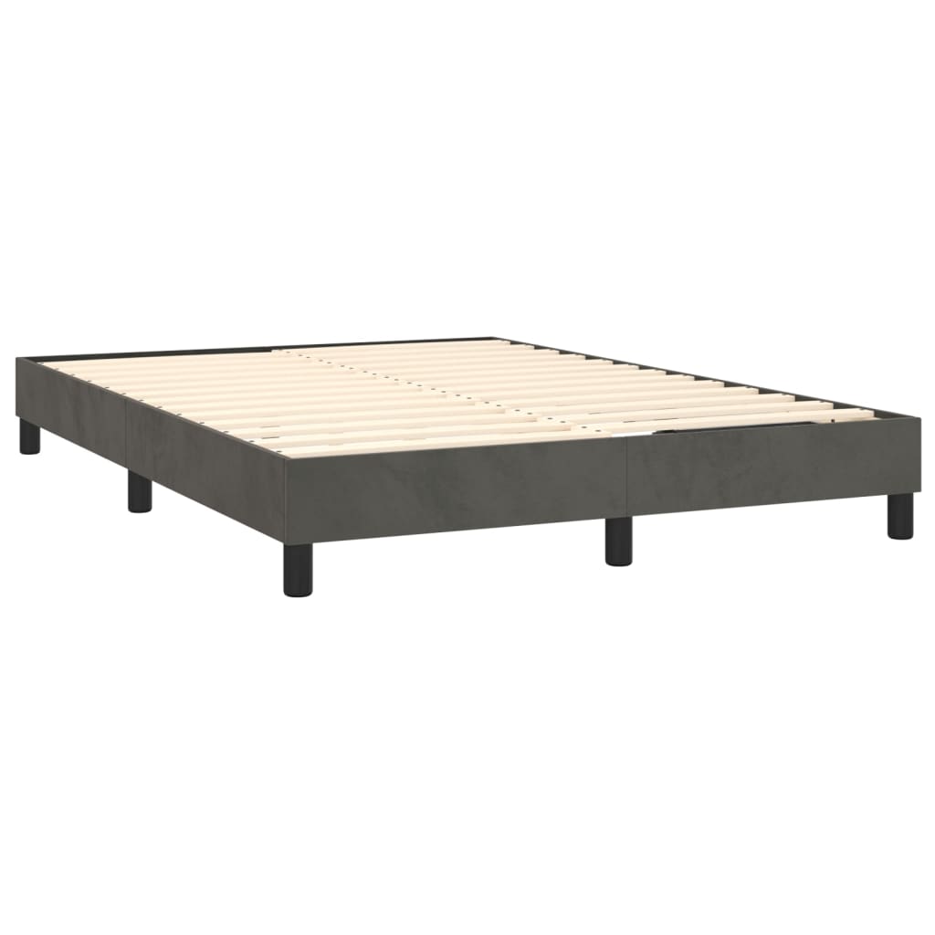 Bed Frame without Mattress Dark Gray Full Velvet (US Only)