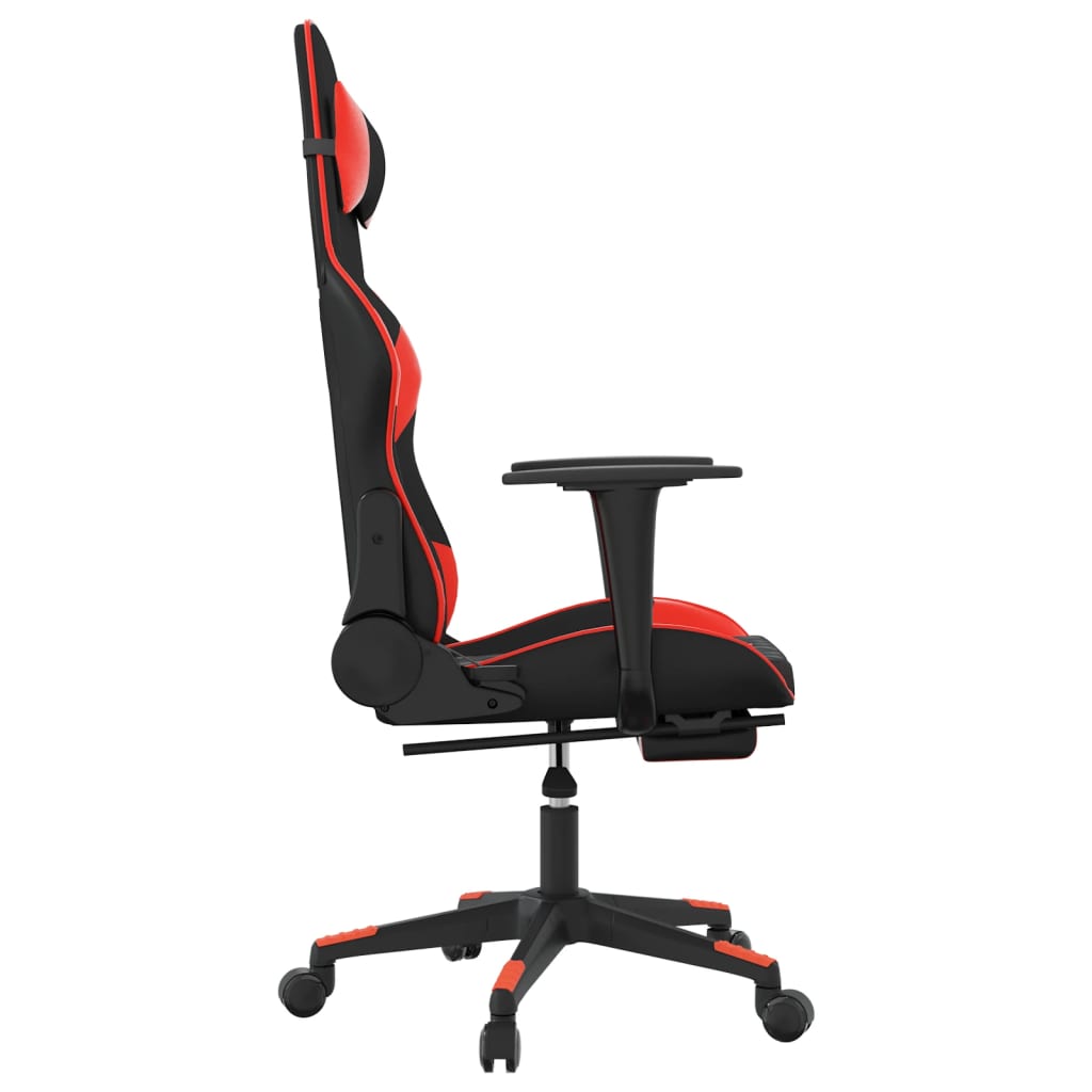 Gaming Chair with Footrest Black and Red Faux Leather