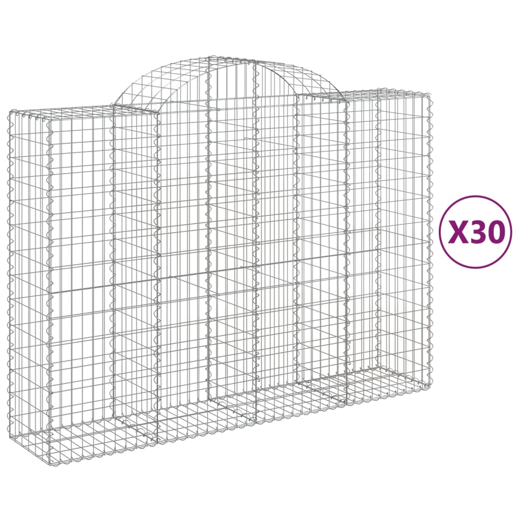 Arched Gabion Baskets 30 pcs 78.7"x19.7"x55.1"/63" Galvanized Iron