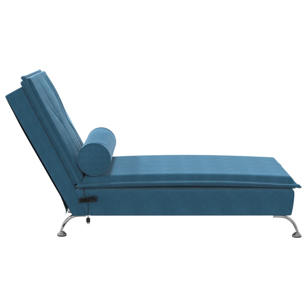 Massage Chaise Lounge with Bolster Blue Velvet