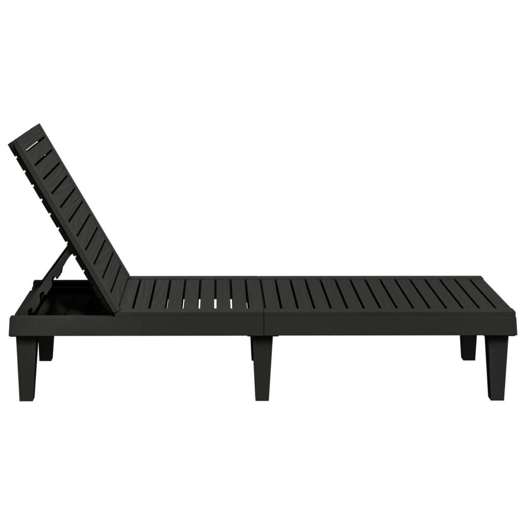 Sun Loungers 2 pcs Black 61"x22.8"x32.7" Polypropylene