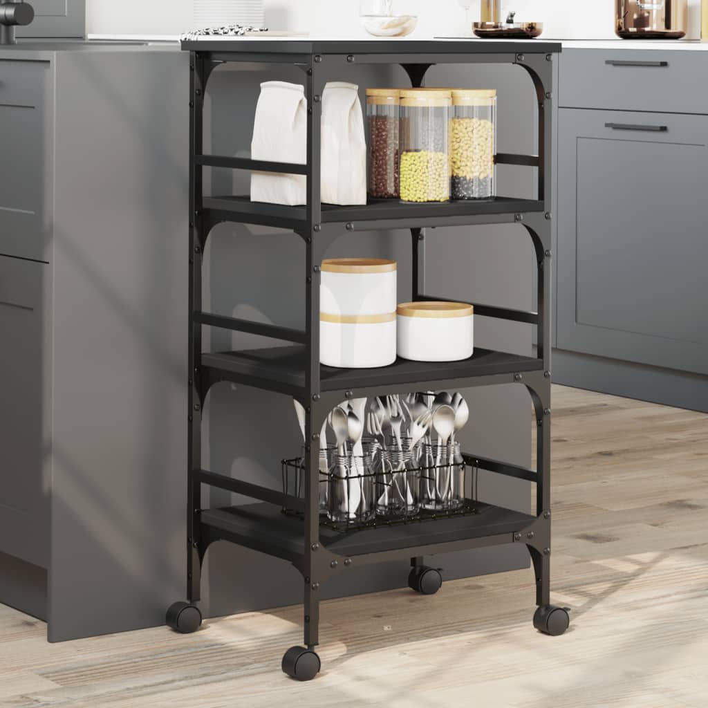 Kitchen Trolley Smoked Oak 17.7"x13.8"x35.2" Engineered Wood