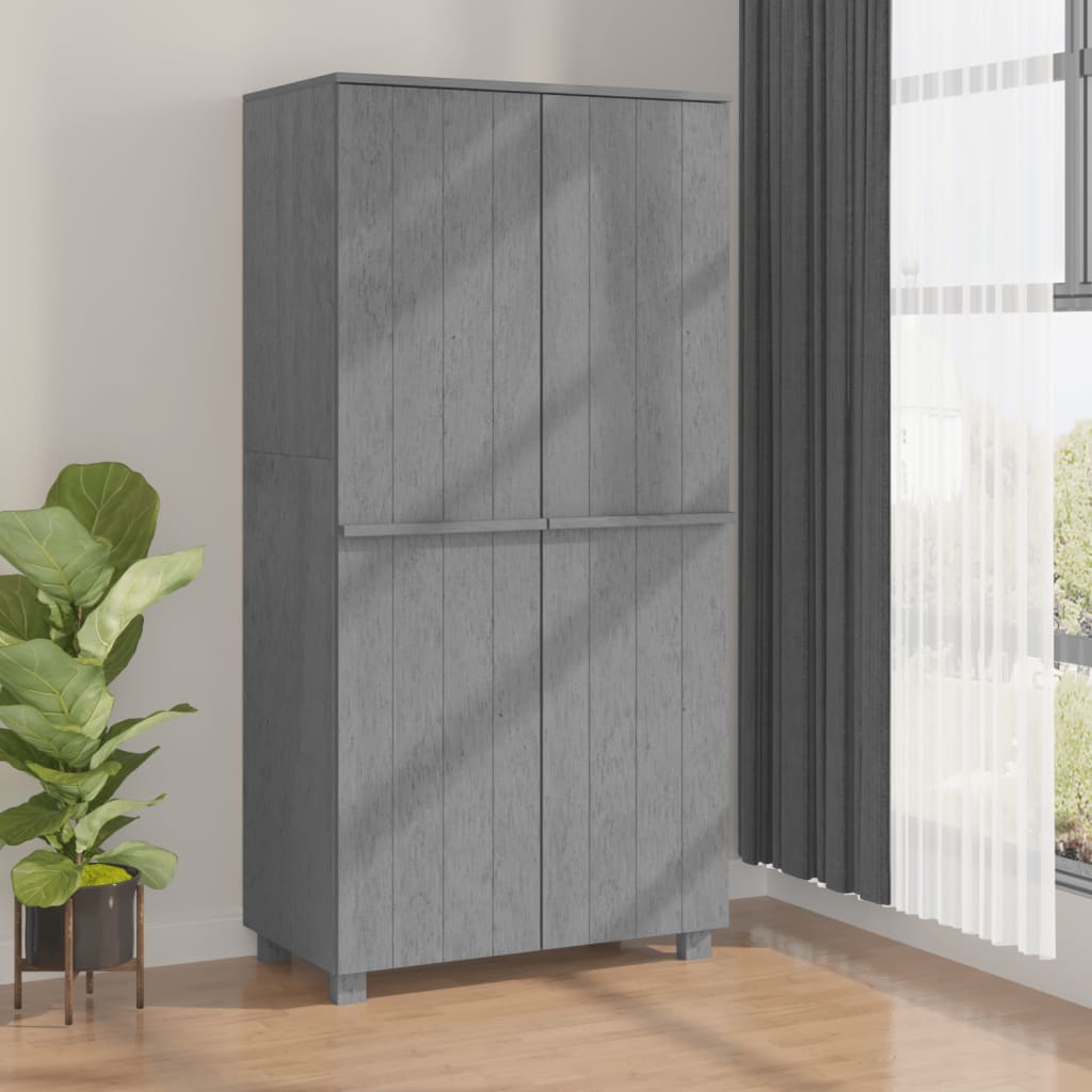 Wardrobe HAMAR Dark Gray 35"x19.7"x70.9" Solid Wood Pine